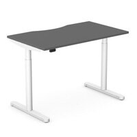 RoundE Electric Dual Motor Height Adjustable Rectangular Home Office Sit Stand Desk Dual Purpose Scallop Top W1200xD700xH650-1150mm Graphite Top White Frame 10 Year Warranty