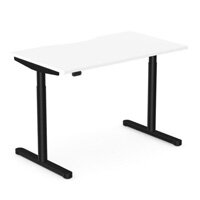RoundE Electric Dual Motor Height Adjustable Rectangular Home Office Sit Stand Desk Dual Purpose Scallop Top W1200xD700xH650-1150mm White Top Black Frame 10 Year Warranty