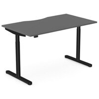 RoundE Electric Dual Motor Height Adjustable Rectangular Home Office Sit Stand Desk Dual Purpose Scallop Top W1600xD700xH650-1150mm Graphite Top Black Frame 10 Year Warranty