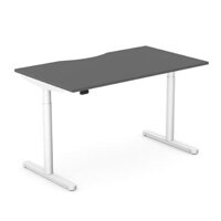 RoundE Electric Dual Motor Height Adjustable Rectangular Home Office Sit Stand Desk Dual Purpose Scallop Top W1600xD700xH650-1150mm Graphite Top White Frame 10 Year Warranty