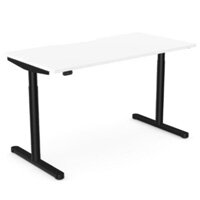 RoundE Electric Dual Motor Height Adjustable Rectangular Home Office Sit Stand Desk Dual Purpose Scallop Top W1600xD700xH650-1150mm White Top Black Frame 10 Year Warranty