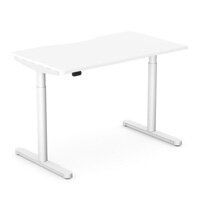 RoundE Electric Dual Motor Height Adjustable Rectangular Home Office Sit Stand Desk Dual Purpose Scallop Top W1600xD800xH650-1150mm White Top White Frame 10 Year Warranty
