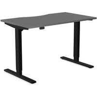 Zoom Electric Dual Motor Height Adjustable Sit Stand Office Desk Dual Purpose Reversible Scallop Top W1200xD700xH685-1185mm Graphite Top Black Frame 10 Year Warranty