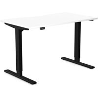Zoom Electric Dual Motor Height Adjustable Sit Stand Office Desk Dual Purpose Reversible Scallop Top W1200xD700xH685-1185mm White Top Black Frame 10 Year Warranty