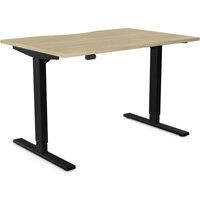 Zoom Electric Dual Motor Height Adjustable Sit Stand Office Desk Dual Purpose Reversible Scallop Top W1200xD800xH685-1185mm Urban Oak Top Black Frame 10 Year Warranty