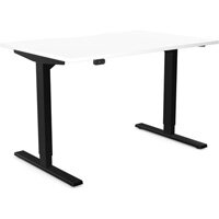 Zoom Electric Dual Motor Height Adjustable Sit Stand Office Desk Dual Purpose Reversible Scallop Top W1200xD800xH685-1185mm White Top Black Frame 10 Year Warranty