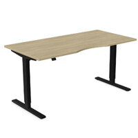 Zoom Electric Dual Motor Height Adjustable Sit Stand Office Desk Dual Purpose Reversible Scallop Top W1400xD800xH685-1185mm Urban Oak Top Black Frame 10 Year Warranty