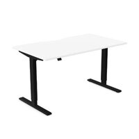Zoom Electric Dual Motor Height Adjustable Sit Stand Office Desk Dual Purpose Reversible Scallop Top W1400xD800xH685-1185mm White Top Black Frame 10 Year Warranty