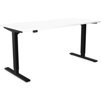 Zoom Electric Dual Motor Height Adjustable Sit Stand Office Desk Dual Purpose Reversible Scallop Top W1600xD700xH685-1185mm White Top Black Frame 10 Year Warranty