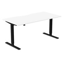 Zoom Electric Dual Motor Height Adjustable Sit Stand Office Desk Dual Purpose Reversible Scallop Top W1600xD800xH685-1185mm White Top Black Frame 10 Year Warranty