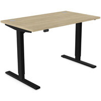 Zoom Electric Dual Motor Height Adjustable Sit Stand Office Desk Portal Top W1200xD700xH685-1185mm Urban Oak Top Black Frame 10 Year Warranty