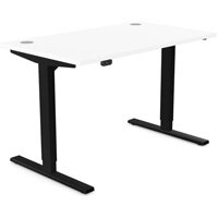 Zoom Electric Dual Motor Height Adjustable Sit Stand Office Desk Portal Top W1200xD700xH685-1185mm White Top Black Frame 10 Year Warranty