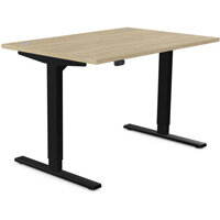 Zoom Electric Dual Motor Height Adjustable Sit Stand Office Desk Portal Top W1200xD800xH685-1185mm Urban Oak Top Black Frame 10 Year Warranty
