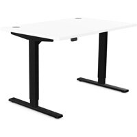 Zoom Electric Dual Motor Height Adjustable Sit Stand Office Desk Portal Top W1200xD800xH685-1185mm White Top Black Frame 10 Year Warranty