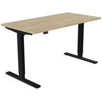 Zoom Electric Dual Motor Height Adjustable Sit Stand Office Desk Portal Top W1400xD700xH685-1185mm Urban Oak Top Black Frame 10 Year Warranty