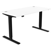 Zoom Electric Dual Motor Height Adjustable Sit Stand Office Desk Portal Top W1400xD700xH685-1185mm White Top Black Frame 10 Year Warranty