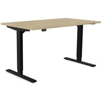 Zoom Electric Dual Motor Height Adjustable Sit Stand Office Desk Portal Top W1400xD800xH685-1185mm Urban Oak Top Black Frame 10 Year Warranty