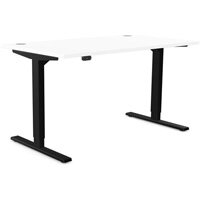 Zoom Electric Dual Motor Height Adjustable Sit Stand Office Desk Portal Top W1400xD800xH685-1185mm White Top Black Frame 10 Year Warranty