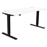 Zoom Electric Dual Motor Height Adjustable Sit Stand Office Desk Portal Top W1600xD700xH685-1185mm White Top Black Frame 10 Year Warranty