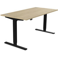 Zoom Electric Dual Motor Height Adjustable Sit Stand Office Desk Portal Top W1600xD800xH685-1185mm Urban Oak Top Black Frame 10 Year Warranty