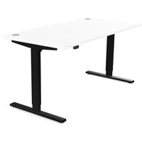 Zoom Electric Dual Motor Height Adjustable Sit Stand Office Desk Portal Top W1600xD800xH685-1185mm White Top Black Frame 10 Year Warranty