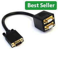 StarTech.com 1 ft VGA to 2x VGA Video Splitter Cable – M/F, 0.3 m, VGA (D-Sub), 2 x VGA (D-Sub), Male, Female, Black