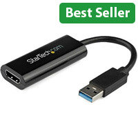 StarTech.com USB 3.0 to HDMI Adapter - 1080p (1900x1200) - Slim/Compact USB Type-A to HDMI Display Adapter Converter for Monitor - External Video & Graphics Card - Black - Windows Only, 3.2 Gen 1 (3.1 Gen 1), USB Type-A, HDMI output, 1920 x 1200 pixels