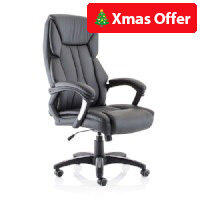 Stratford High Back Executive Leather-Look Office Chair - Black - Adjustable - Ergonomic (120kg Capacity)