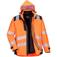 Portwest PW365 PW3 Hi-Vis 3in1 Jacket Orange & Black Medium