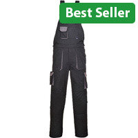 Portwest TX12 Contrast Bib & Brace Overall Black XL (Regular Fit)