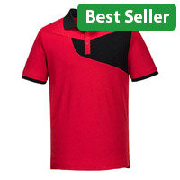 Portwest PW210 PW2 Short Sleeve Polo Shirt Red & Black Large