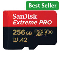 SanDisk Extreme Pro - Flash memory card (microSDXC to SD adapter included) - 256 GB - A2 / Video Class V30 / UHS-I U3 / Class10 - microSDXC UHS-I