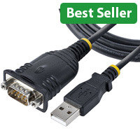 StarTech.com 3ft (1m) USB to Serial Cable, DB9 Male RS232 to USB Converter, Prolific IC, USB to Serial Adapter for PLC/Printer/Scanner/Switch, USB to COM Port Adapter, Windows/Mac