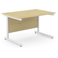 Office Desk Rectangular White Cantilever Legs W1200xD800xH725mm Maple Ashford