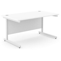 Office Desk Rectangular White Cantilever Legs W1400xD800xH725mm White Ashford