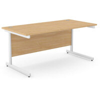 Office Desk Rectangular White Cantilever Legs W1600xD800xH725mm Beech Ashford