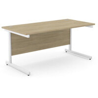 Office Desk Rectangular White Cantilever Legs W1600xD800xH725mm Urban Oak Ashford