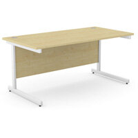Office Desk Rectangular White Cantilever Legs W1600xD800xH725mm Maple Ashford