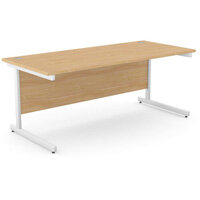 Office Desk Rectangular White Cantilever Legs W1800xD800xH725mm Beech Ashford