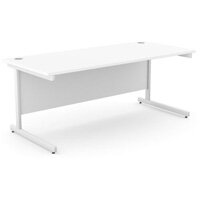 Office Desk Rectangular White Cantilever Legs W1800xD800xH725mm White Ashford