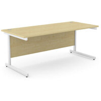 Office Desk Rectangular White Cantilever Legs W1800xD800xH725mm Maple Ashford
