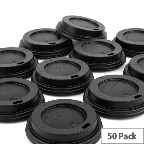 Fiesta Recyclable Coffee Cup Lids Black 225ml / 8oz (Pack of 50)