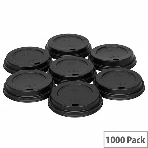 Fiesta Recyclable Coffee Cup Lids Black 340ml / 12oz and 455ml / 16oz (Pack of 1000)