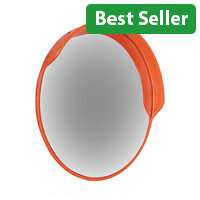 Traffic Mirror with Hood 450mm Diameter with Fixings High Visibility Orange TMH45Z