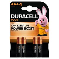 Duracell PLUS AAA Batteries - 4 Pack Reliable Alkaline Performance