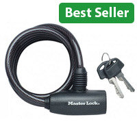 Master Lock Black Self Coiling Keyed Cable 1.8mx8mm