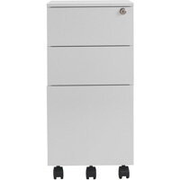 Pedestal Slimline 3 Drawer Steel White