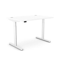 RoundE Electric Dual Motor Height Adjustable Rectangular Home Office Sit Stand Desk Portal Top W1200xD800xH650-1150mm White Top White Frame 10 Year Warranty