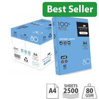 Paperline EyeCare A4 Recycled White Paper - 80gsm, Box of 2500 Sheets