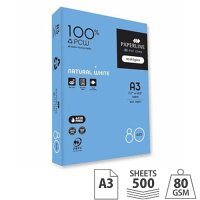 Paperline EyeCare A3 Recycled White Paper - 80gsm, Ream of 500 Sheets